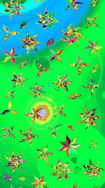 Tropik çiçek desenleri. Raster illüstrasyonu. Renkli çiçekler.