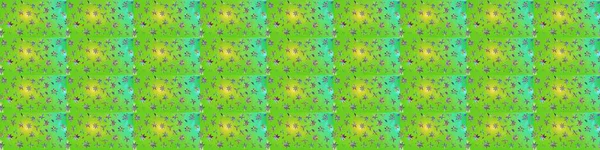 Yeşil ve sarı renkli bitkilerden oluşan parlak çiçekli çizim deseni.