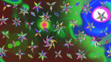 Eskiz arkaplan modeli. Yeşil ve kahverengi yapraklı yabani çiçekler. Suluboya, elle çizilmiş. Raster illüstrasyonu.