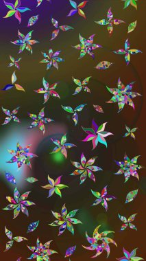 Sevimli küçük çiçek desenle. Raster resim. Çiçek desenli çiçek ve yaprakları ile.