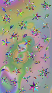 Raster illüstrasyonu. Tarafsız ve yeşil renklerde yaz çiçekleri. Raster çiçek desenli ve çiçekli..