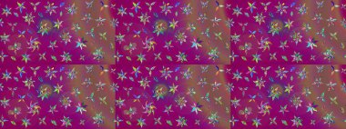 Mor ve kahverengi çiçekli eskiz deseni, suluboya çiçek deseni, sevimli çiçek, duvar kağıdı, kart veya kumaş için fayanslı. Raster - stok.