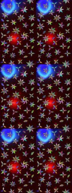 Raster illüstrasyonu. Şirin çiçekli eskiz deseni ve siyah ve kahverengi renkli yapraklar, suluboya çiçek deseni, duvar kağıdı, kart veya kumaş için fayanslı.