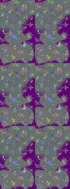 Gri ve nötr renklerde bahar çiçekleri. Çiçek ve yapraklı karalama şeklinde Raster çiçek deseni. Raster illüstrasyonu.