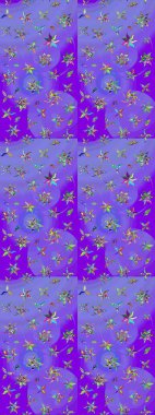 Renkli Bahar Teması eskiz kalıbı. Çiçek deseni. Raster güzel kumaş deseni çiziyor. Düz Çiçek Elementleri Tasarımı.