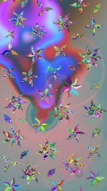 Raster illüstrasyonu. Suluboya, elle çizilmiş. Tarafsız ve gri renklerde yaprakları olan yabani çiçekler. Taslak arkaplan deseni.