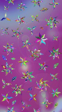 Motley illüstrasyonu. Mor ve nötr çiçekli bahar çiçekleri. Küçük renkli çiçekler. Küçük çiçekte güzel bir desen. Moda baskıları için zarif bir şablon.