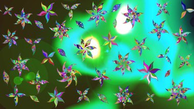 Küçük çiçekli şirin bir desen. Çiçek ve yapraklı çiçek deseni. Raster illüstrasyonu.