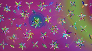 Üzerinde gelincikler ve vadi zambakları olan renkli çiçek desenli nakış deseni. Tekstil tasarımı için mor ve yeşil renkli geleneksel halk çiçekleri..