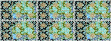 Kusursuz oryantal klasik altın desen. Tarafsız ve mavi renkler üzerinde altın tekrarlayan elementler içeren Raster soyut arka planı.