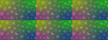 Yeşil ve mavi renkte çiçekler. Raster düz çiçek çizim deseni. Tasarım hediye paketi, tebrik kartları, posterler ve afiş tasarımı.