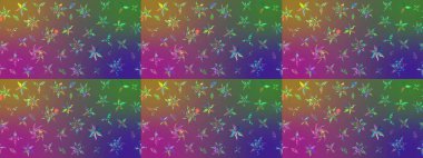 Çiçek desenli eskiz. Gömlek baskısı için çiçek boyası. Mor ve yeşil renkte çiçekler.