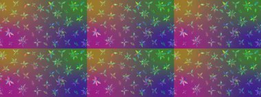 Elle çizilmiş çiçek desenli Raster çizimi. Mor ve yeşil arka planda. Çocuksu tasarım. Tekstil, kumaş, ambalaj, hatıra defteri için güzel çiçek arkaplanı..