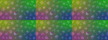 Düz Çiçek Elementleri Tasarımı. Yeşil ve mavi renkte çiçekler. Renkli Yaz Temalı eskiz kalıbı. Çiçekli retro deseni çiz.