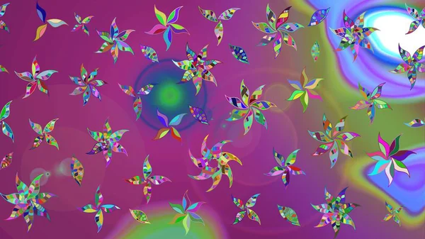 Raster illüstrasyonundaki çiçek desenli çizim. Düz Çiçek Elementleri Tasarımı. Renkli Bahar Teması eskiz kalıbı. Güzel kumaş deseni.