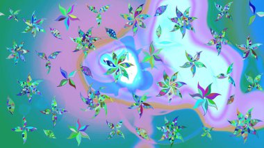 Mavi ve nötr renklerde. Raster illüstrasyonu. Mavi ve nötr renklerde mavi ve nötr papatyalar deseni.