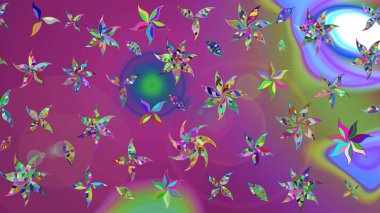 Raster illüstrasyonundaki çiçek desenli çizim. Düz Çiçek Elementleri Tasarımı. Renkli Bahar Teması eskiz kalıbı. Güzel kumaş deseni.