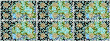 Kusursuz oryantal klasik altın desen. Tarafsız ve mavi renkler üzerinde altın tekrarlayan elementler içeren Raster soyut arka planı.