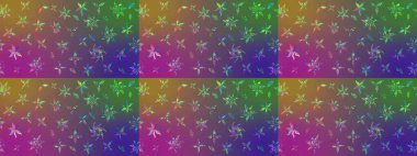 Elle çizilmiş çiçek desenli Raster çizimi. Mor ve yeşil arka planda. Çocuksu tasarım. Tekstil, kumaş, ambalaj, hatıra defteri için güzel çiçek arkaplanı..