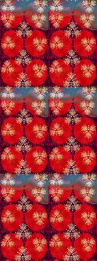 Kırmızı ve kahverengi renklerde. Raster illüstrasyonu. Raster illüstrasyonundaki çiçek desenli çizim. Güzel kumaş deseni.