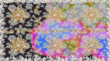 Geleneksel klasik raster altın pürüzsüz desen. Barok tarzında kusursuz bir doğulu süsü. Gri renklerdeki altın elementler.