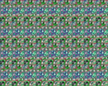 Vadinin çiçekleri yeşil ve nötr renklerde. Çiçeksel çizim kalıbının çizimi.