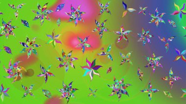 Çiçekler suluboya tarzında yeşil ve mor renklerde. Yeşil ve menekşe rengi çiçekli çizim deseni.