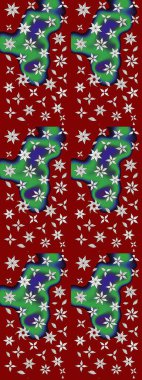 Düz Çiçek Elementleri Tasarım Raster illüstrasyonu. Kırmızı ve yeşil renkte çiçekler. Renkli bahar temalı eskiz kalıbı. Çiçekli çiçek deseni, suluboya..