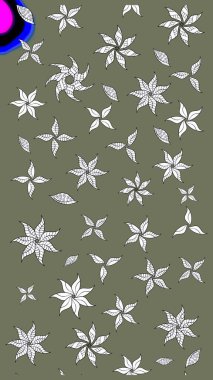 Çiçekli çiçek deseni, suluboya. Yeşil ve beyaz renkli çiçekler. Raster illüstrasyonu. Renkli Bahar Teması eskiz kalıbı. Düz Çiçek Elementleri Tasarımı.