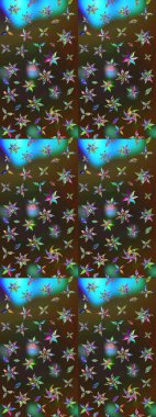 Soyut etnik raster çizim kalıbı. Vadinin çiçekleri kahverengi ve gri renklerde. Çiçekler..