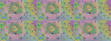 Renkli Bahar Teması eskiz kalıbı. Raster. Düz Çiçek Elementleri Tasarımı.