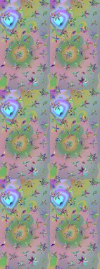 Moda baskıları için zarif bir şablon. Halk tarzı. Rengarenk çiçekleri ve yaprakları tarafsız ve yeşil renklerde olan harika bir çiçek deseni. Modern çiçek arkaplanı.