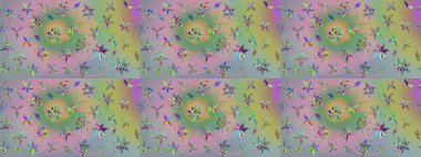 Sevimli çiçek raster deseni. Tarafsız ve yeşil renklerde çiçekler. Düz Çiçek Elementleri Tasarımı. Renkli Yaz Teması çizim şablonu.