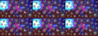 Mor ve mavi renkte çiçekler. Tropik çiçekler. Gömlek çizimi Arkaplan Deseni.