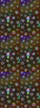 Kahverengi ve gri renkli çiçekler. Hediye ambalaj kağıdı, tebrik kartları, posterler ve pankart tasarımı. Raster düz çiçek çizim deseni.