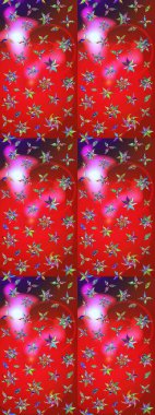 Kırmızı ve pembe renkte çiçekler. Renkli Yaz Temalı eskiz kalıbı. Düz Çiçek Elementleri Tasarımı. Raster illüstrasyonunda çiçek deseni çizimi.