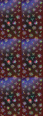 Renkli etnik çiçeklerle süslenmiş zarif bir eskiz şekli. Raster Çiçek İllüstrasyonu güzel tekstil..