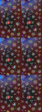 Raster illüstrasyonundaki çiçek desenli çizim. Renkli çiçekler.