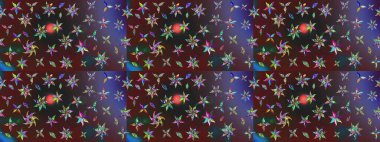 Gömlek, arka plan modelini çiz. Tropik çiçekler. Renkli çiçekler.