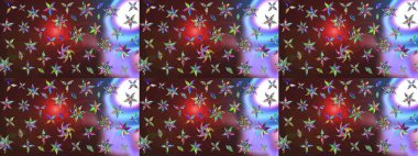 El çizimi çiçek çizimi deseni (fayans). Şirin çiçekli, desenli, kahverengi ve mor renkli bir eskiz deseni. Tekstil için suluboya çizim deseni.