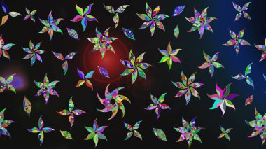 Sevimli çiçek raster deseni. Modaya uygun kumaş deseni. Renkli Yaz Temalı eskiz kalıbı. Düz Çiçek Elementleri Tasarımı.