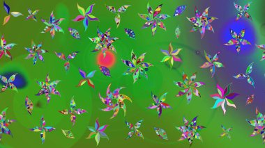 Raster illüstrasyonundaki çiçek desenli çizim. Renkli çiçekler.