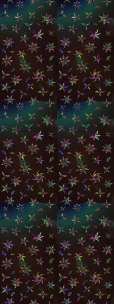 Suluboya elle çizilmiş çiçek desenli eskiz deseni. Parlak renkli fantezi çiçekleri, yapraklar, gri ve kahverengi renkli tomurcuklar, gri ve kahverengi.