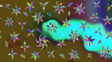 Küçük çiçekli yay deseni çiz. Raster illüstrasyonu. Suluboya stilinde renkler üzerine.