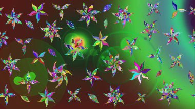 Yapraklı çizim şekli. Şirin, zarif çiçekler Raster illüstrasyonu. Poster ya da kapak için arka plan. Tekstil için figür. Davetiye ve kartpostal tasarımı için dekoratif çiçek unsurları.