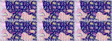 Düz Çiçek Elementleri Tasarımı. Mavi ve nötr renklerde çiçekler. Renkli Bahar Temalı Kusursuz Arkaplan. Raster illüstrasyonunda kusursuz çiçek deseni.