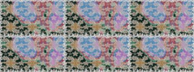 Tarafsız ve gri renklerde etnik çiçeklerle kusursuz bir desen. Raster Çiçek İllüstrasyon Şirin Tekstil.