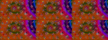 Raster illüstrasyonundaki çiçek desenli çizim. Güzel kumaş deseni. Renkli Bahar Teması eskiz kalıbı. Düz Çiçek Elementleri Tasarımı.