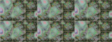 Raster illüstrasyonu. Gri ve yeşil renklere karalamalar çizen kusursuz çiçek deseni.