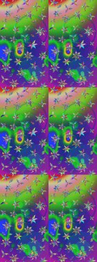 Gömlek baskısı için çiçek boyası. Çiçek desenli eskiz. Yeşil ve mavi renkte çiçekler.